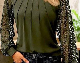 Lace Sleeve Blouse with Relaxed Charm