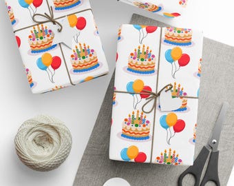 Papier cadeau anniversaire ballons colorés | Rouleau à motif répétitif