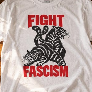 Bekämpa fascism kattskjorta, arg katt protest t-shirt, politisk grafisk skjorta för kattälskare