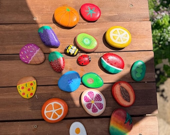 Piedras pintadas para la cocina de barro - Juego sensorial