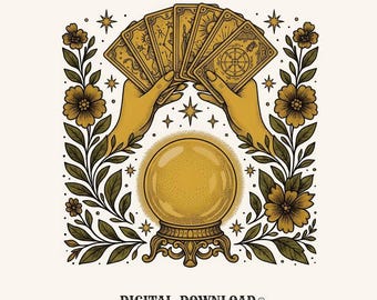 Boho Tarot Oracle Cards PNG Graphic (Digital Download)