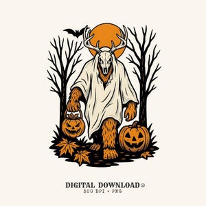 Vintage varulv Halloween PNG: Spöklik vargman skräckgrafik (digital nedladdning)