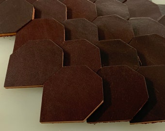 Made in USA: Full Grain Thick Leather Scales for DIY armor etc. Die cut blank. Deep Burgundy.