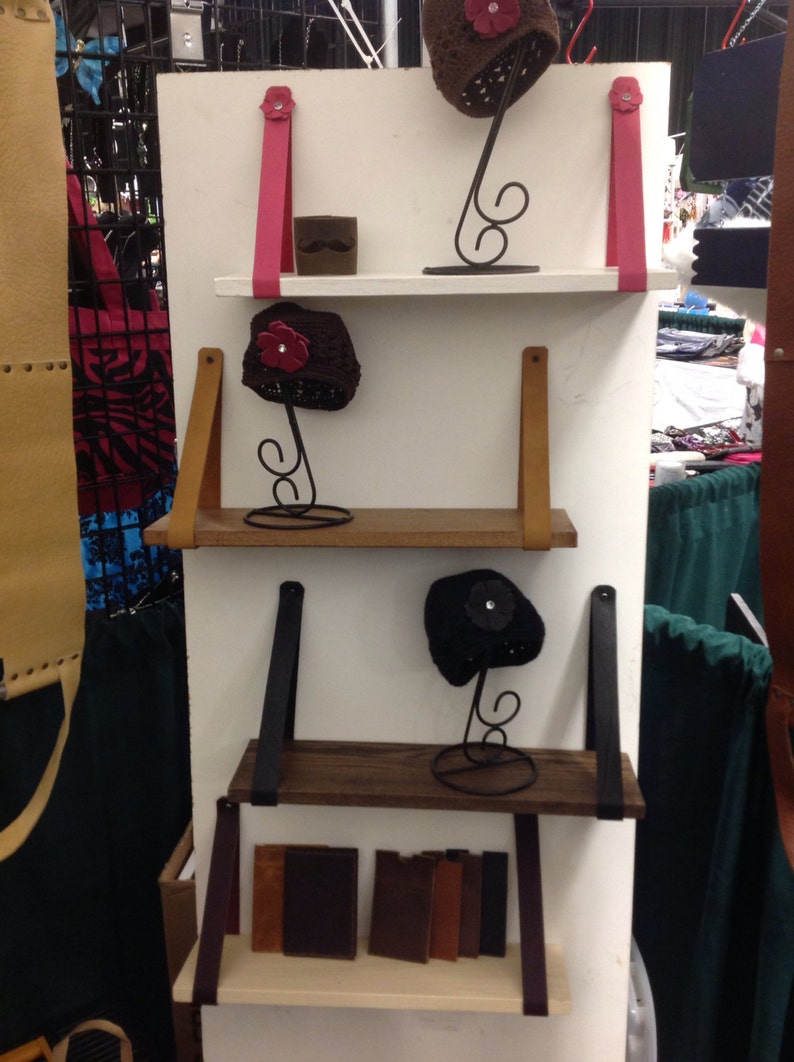 Customizable Leather strap shelf hangers your choice of Etsy