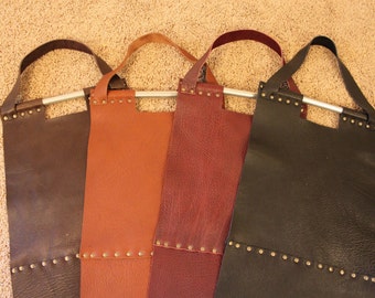 Leather Log Carrier / Firewood Tote - Heavy Duty - Custom made -