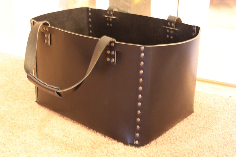 Handmade Leather Log Carrier tote bag Heavy Duty Etsy