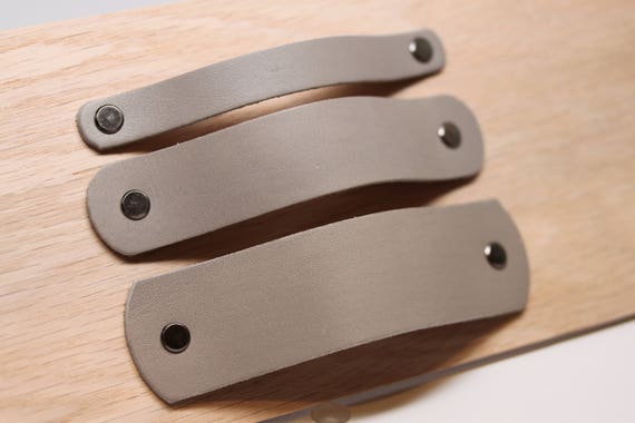 Handcrafted In Usa Gray All Leather Drawer Cabinet Pulls Etsy