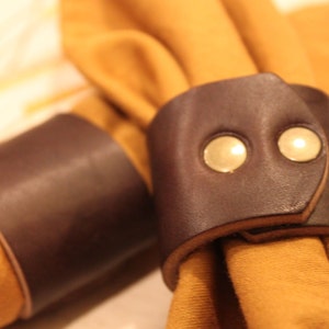 Made in USA: All Leather Napkin Rings - Classy and minimalist - Dark Brown leather