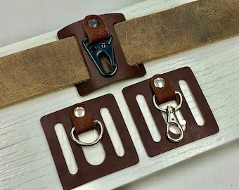 Veteran Made in USA: Leather Belt Key Ring Clip Holder D-ring HK Snap Hook Father's Day Gift