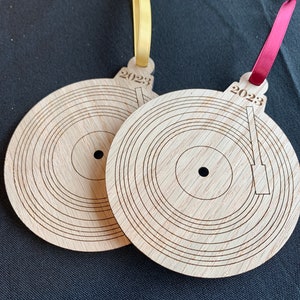 Made in USA: Wood Record Christmas Ornament