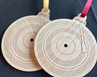 Made in USA: Wood Record Christmas Ornament