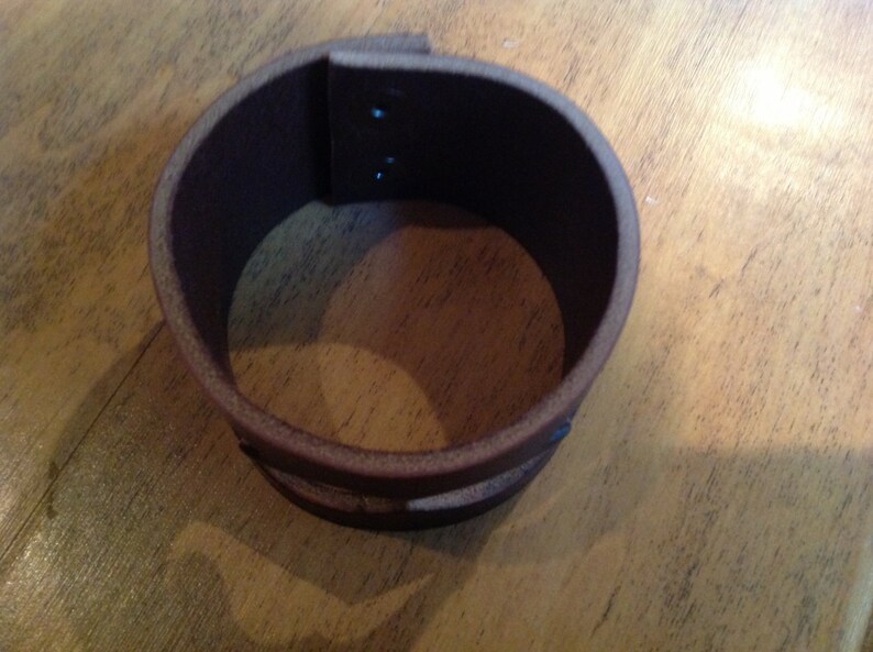 Made in USA Firm Strong #004 Leather mustache bracelet cuff Thick