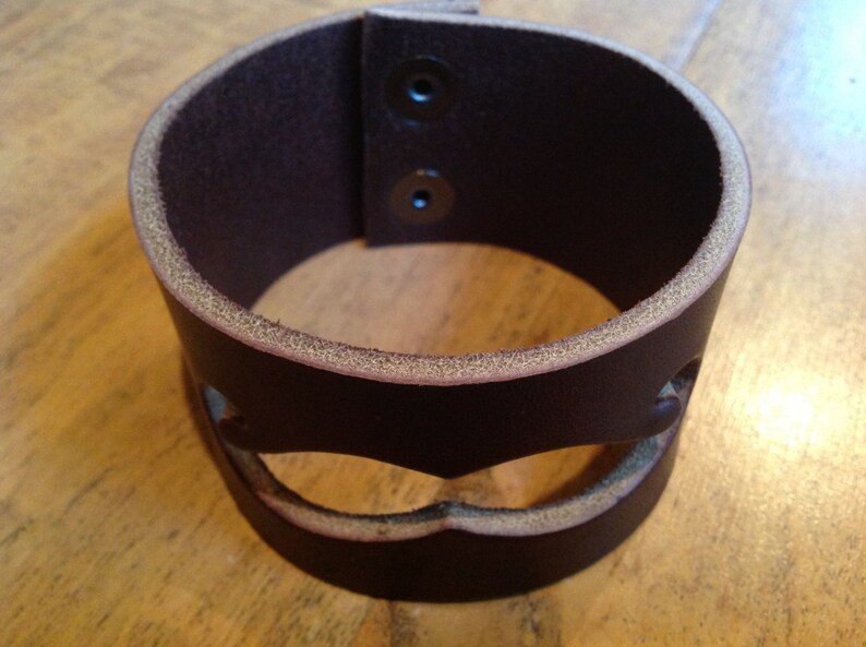 Made in USA Firm Strong #004 Leather mustache bracelet cuff Thick