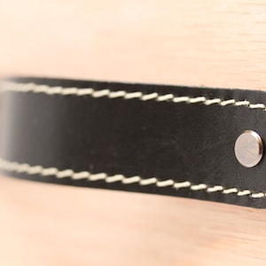 Handcrafted in USA: Black All leather drawer / cabinet pulls - stitched With Hardware!