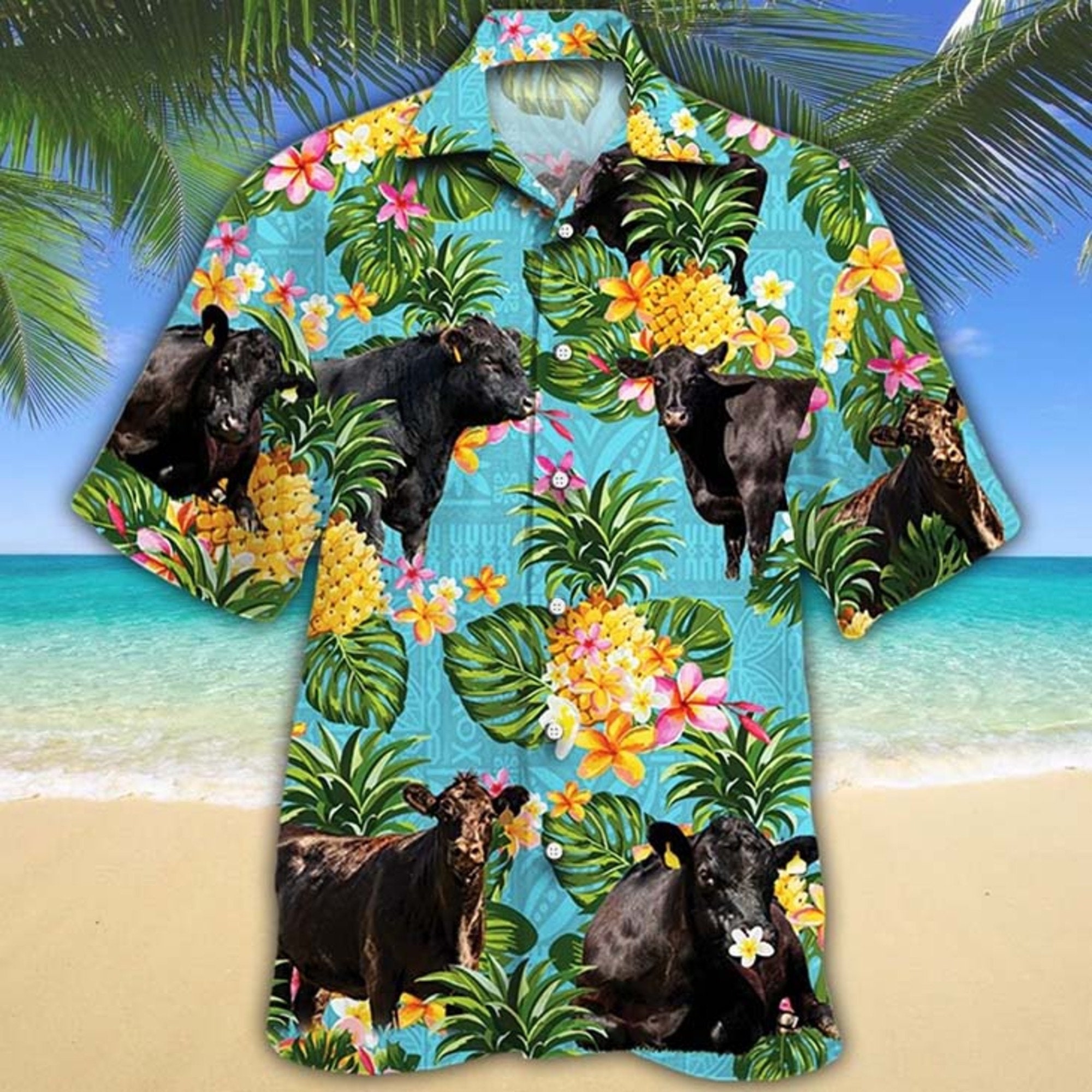 Funny Black Angus Cow Hawaiian Shirt