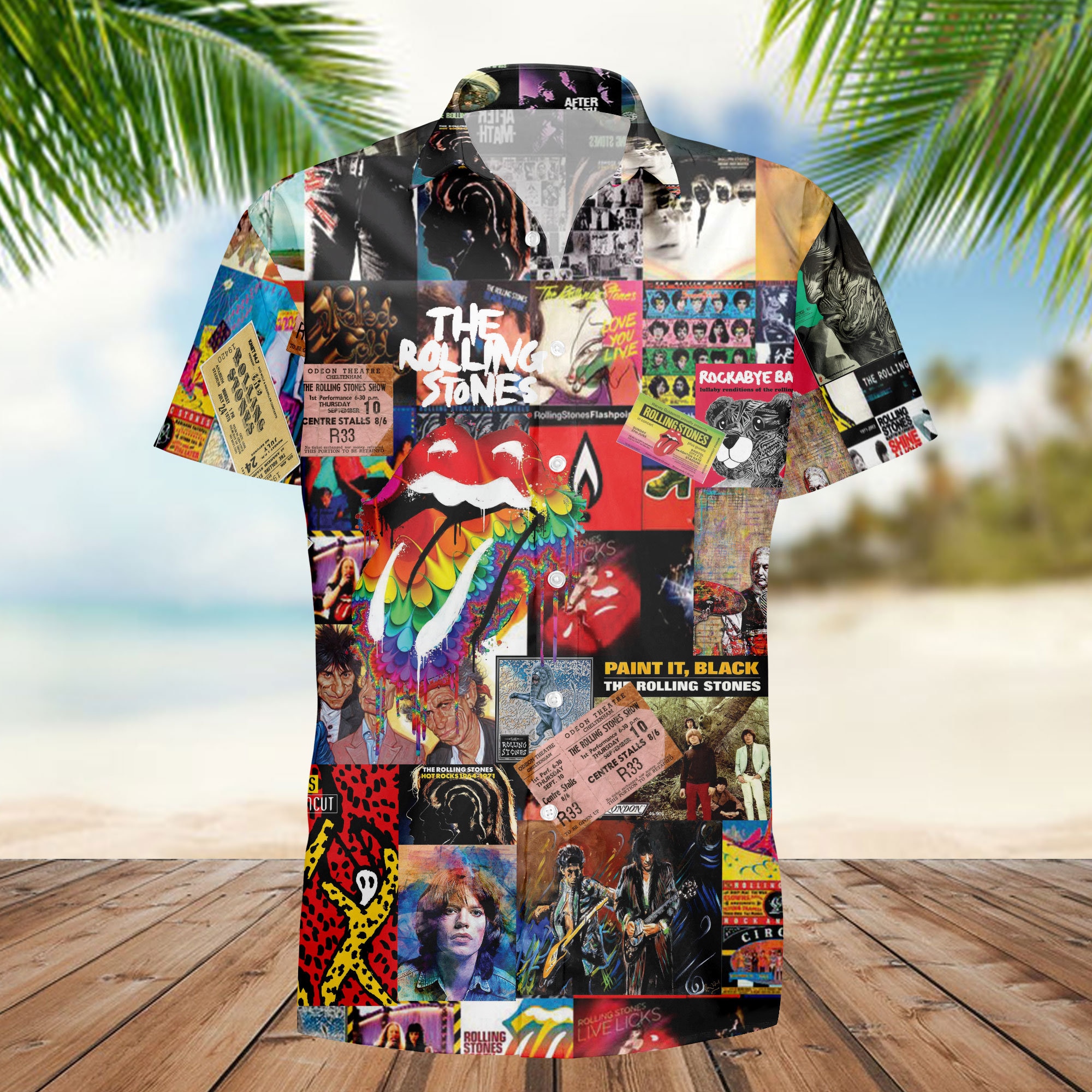 Discover Camicia Hawaiian Vintage Retro The Rolling Stones Uomo Donna Unisex 80'S Hawaii Concert
