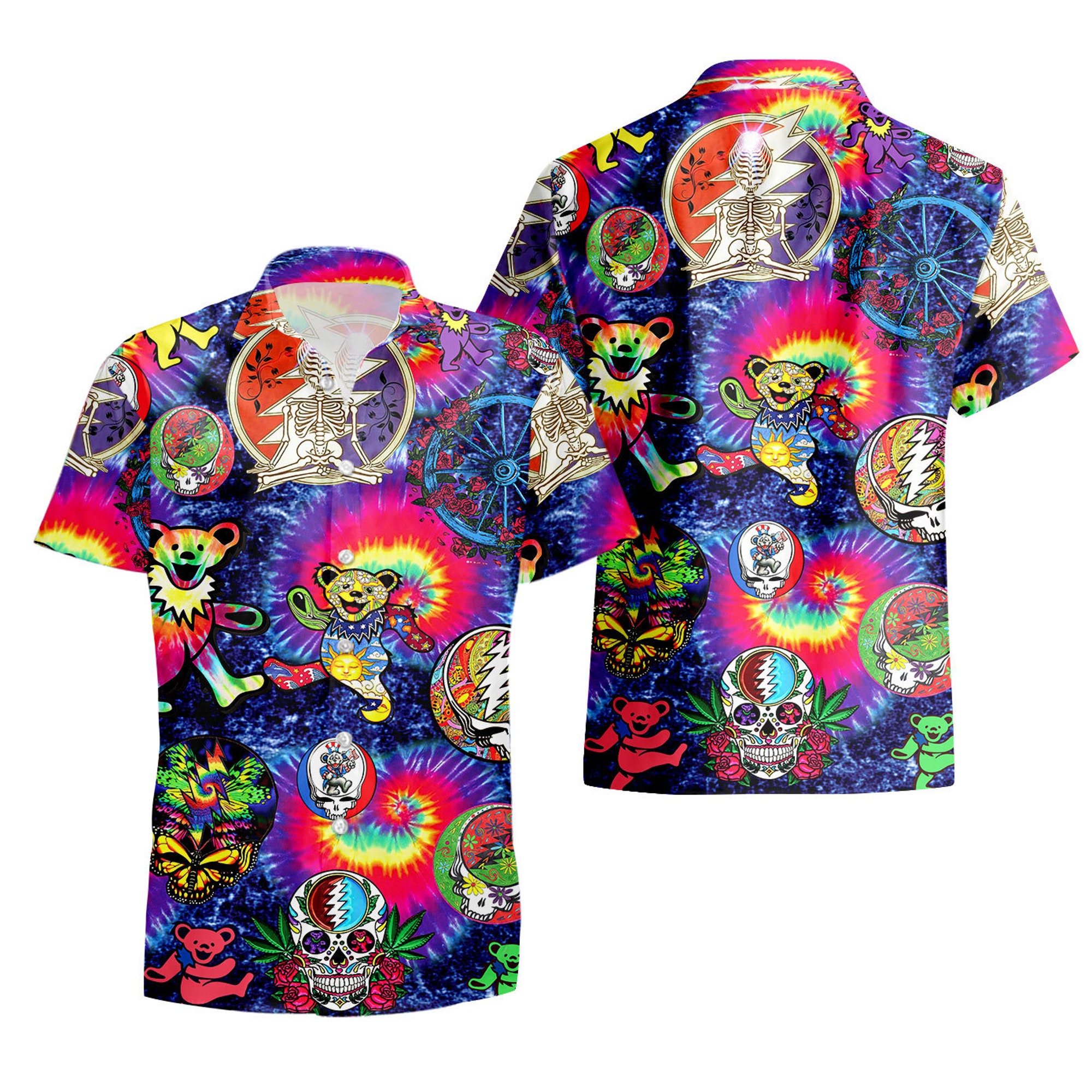 Hochwertiges Bears Grateful Dead Tie Die Hawaiian Shirt Hochwertiges Bears Grateful Dead Tie Die Hawaiian Shirt