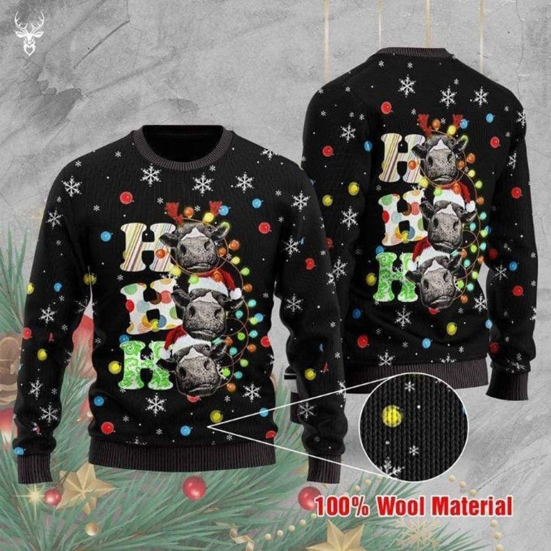 Cow Ugly Sweater, Cow Christmas Sweater, Cow Ho Ho Ho Sweater newest Men, Cow Sweater For Women, Farm Christmas Sweater, Christmas Gifts