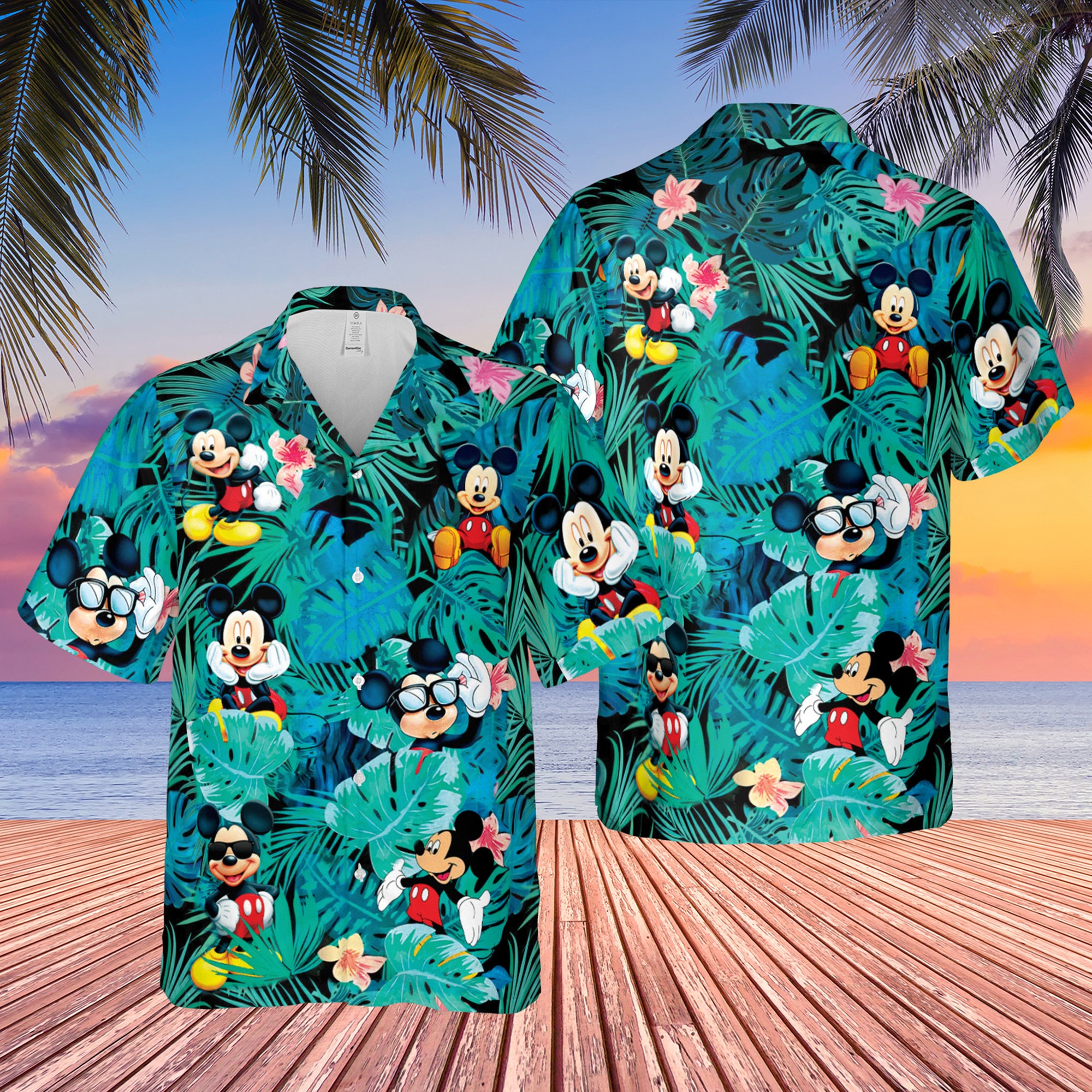 Disney Mickey Minnie Mouse Sommer Strand Hawaiian Shirt Disney Mickey Minnie Mouse Sommer Strand Hawaiian Shirt