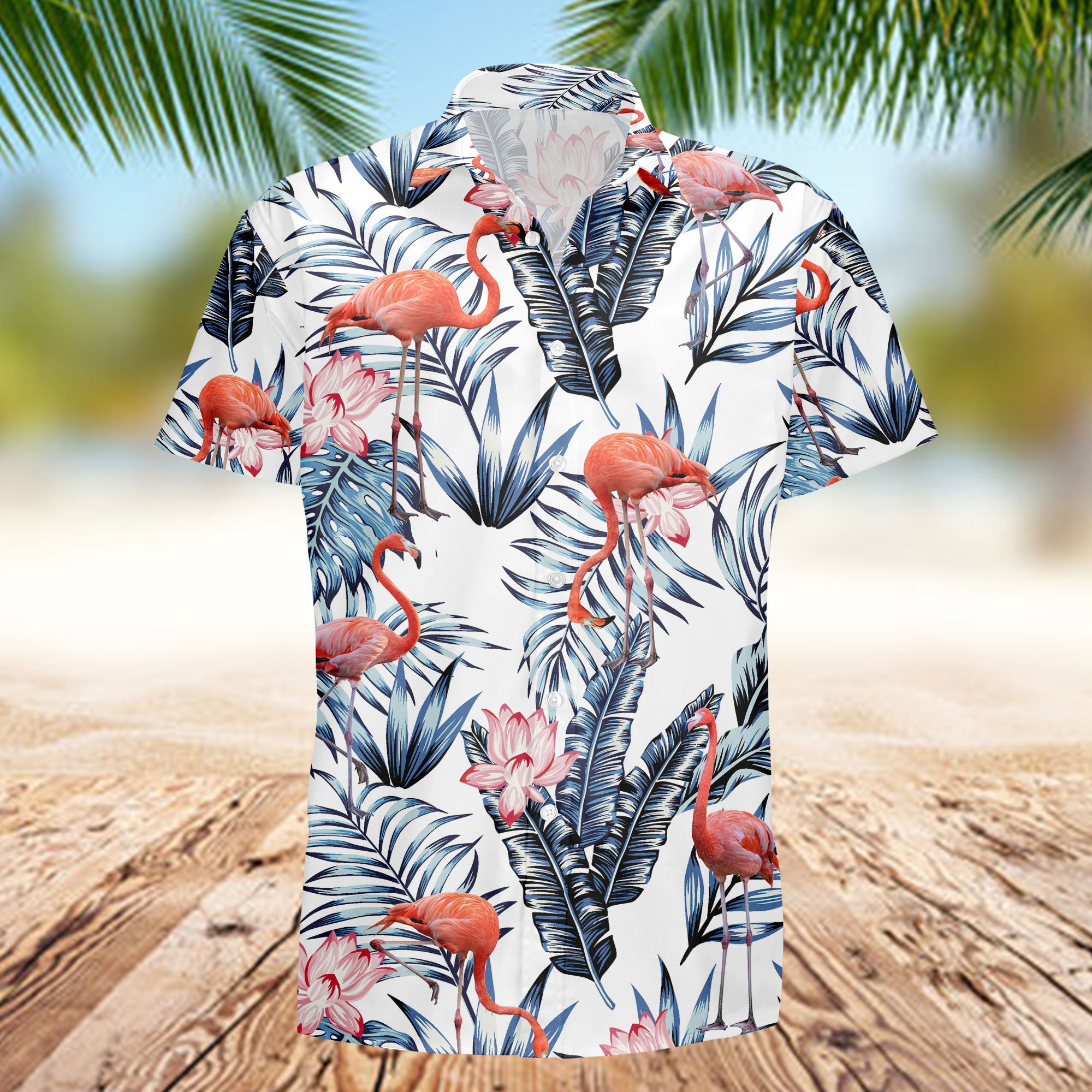 Flamingo Hawaii Aloha Tropisches Lotus Hawaiian Shirt Flamingo Hawaii Aloha Tropisches Lotus Hawaiian Shirt