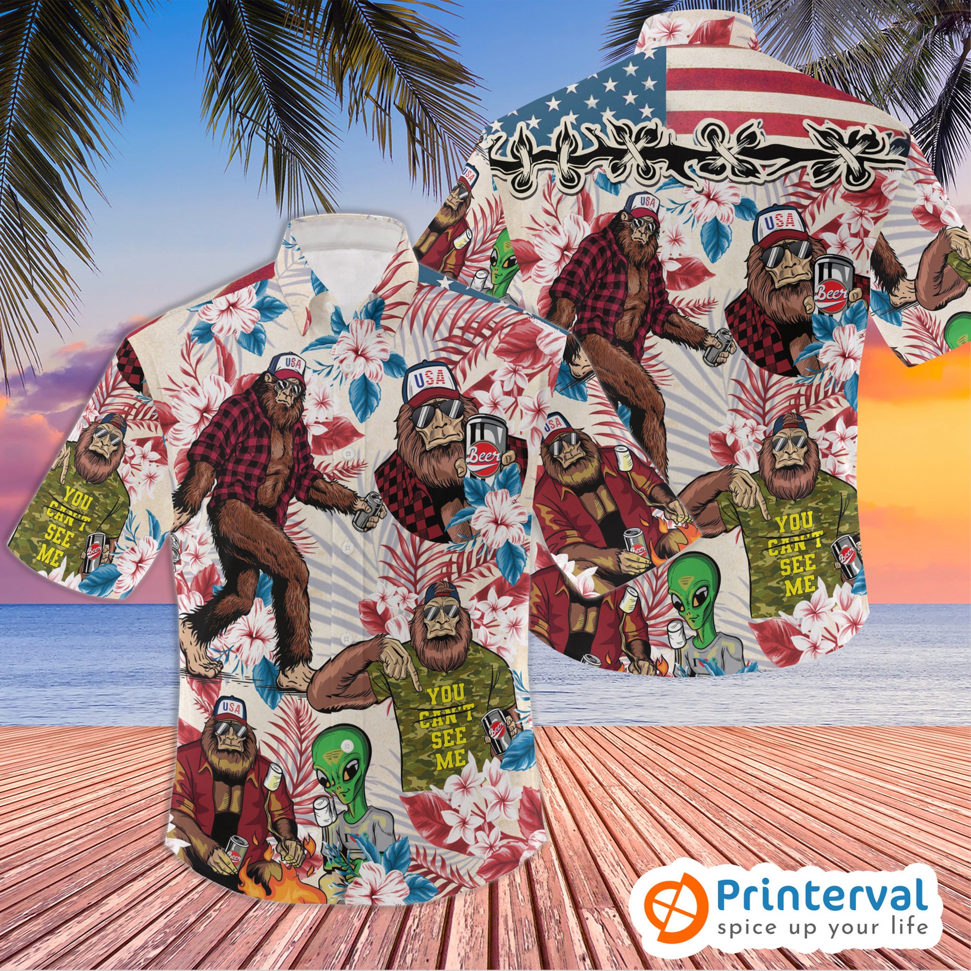 Bigfoot Strand Sommer Hawaiian Shirt Bigfoot Strand Sommer Hawaiian Shirt