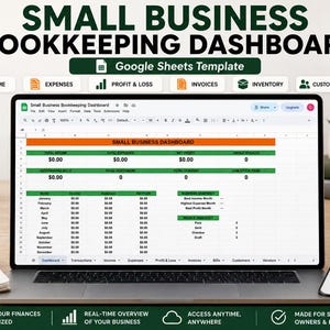 Hoja de cálculo de contabilidad para pequeñas empresas / Panel de control de contabilidad de Google Sheets / Seguimiento de ingresos y gastos / Hoja de cálculo de pérdidas y ganancias