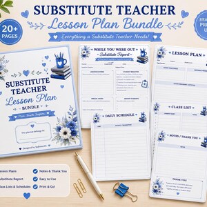 Vertretungslehrer-Unterrichtsmaterialien | Lehrerordner (druckbar) | Klassenmanagement | Stundenplan | Kennenlernen der Lehrkraft | Verhaltenshinweise