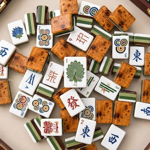 160 American Mahjong Tiles – 4-Layer Acrylic Wood Grain Theme – Precision Engraved Complete Set