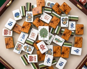 160 American Mahjong Tiles – 4-Layer Acrylic Wood Grain Theme – Precision Engraved Complete Set