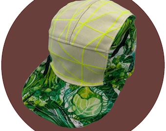 5 panel cap | handmade hat pattern vegetable neon