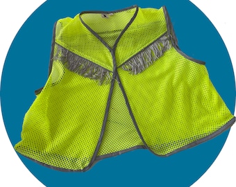 Cowboy Safety Vest Fringe Reflective | Neon Yellow or Silver | Western wear