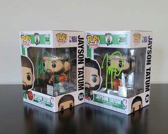 Set of 2 Jayson Tatum Signed Autographed Funko Pops Boston Celtics w/ NBA Holo COA