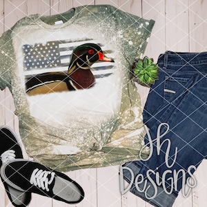 Wood duck American Flag Sublimation Design | PNG | Clipart | Outdoors | Duck | Printable Artwork | Hand Drawn | Digital Download