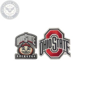 Conjunto de parches bordados de los Ohio State Buckeyes: parches de la mascota y el logotipo.
