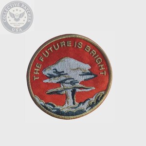 The Future is Bright Mushroom Cloud Embroidered Patch – Unique Skeletal Design