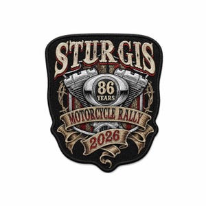 Sturgis 86 Years 2026 Engine Embroidered Patch – Motorcycle Rally Biker Vest Patch