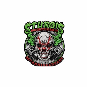 Sturgis 86th 2026 Clown Skull Embroidered Patch – Motorcycle Rally Biker Vest Patch