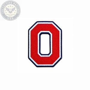 Varsity “O” Embroidered Letter Patch – Red Block Letter Applique