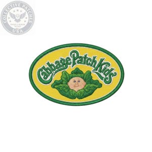 Cabbage Patch Kids Oval Embroidered Patch – Yellow Green Vintage Doll Patches