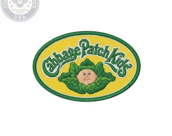 Cabbage Patch Kids Oval Embroidered Patch – Yellow Green Vintage Doll Patches