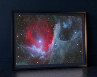 Lámina de la Nebulosa del Reflejo Azul / Arte mural espacial de Pi Scorpii / Astrofotografía del cielo austral poco común / Decoración de astronomía de bellas artes