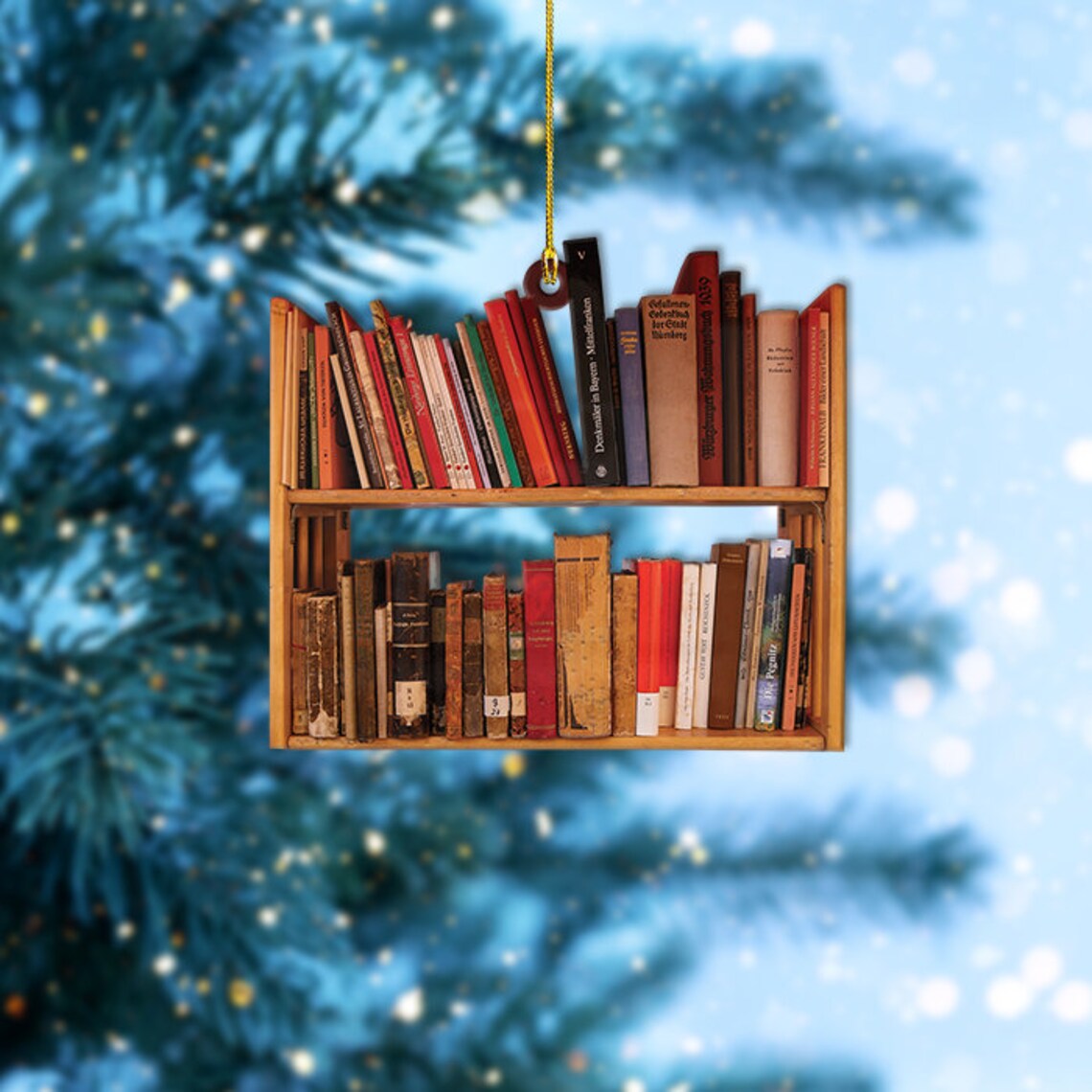 Book Christmas Tree Ornament Bookshelf Ornament Reading Book Etsy