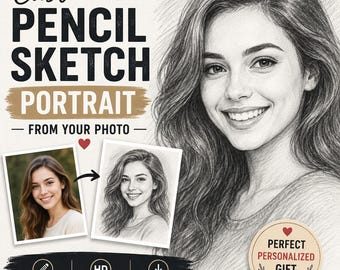 Benutzerdefinierte Bleistift Skizze Porträt vom Foto, personalisierte Porträt Zeichnung, Kunstwerk von Hand gezeichnet Stil, Familien Skizze, Paar Porträt, Digital