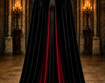 Velvet Hooded Cloak | Elegant Cape for Costume Wear | Medieval Style Cloak