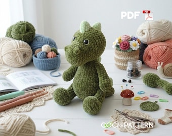 Amigurumi Dinosaur Crochet Pattern: Kawaii Dino Plush Toy Tutorial (PDF)