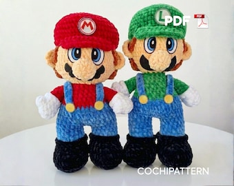 Red Plumber Crochet Pattern | Retro Gaming Amigurumi Doll (PDF Download)