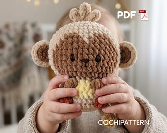 Crochet Monkey Amigurumi Pattern – Cuddly Stuffed Animal PDF (Digital Download)