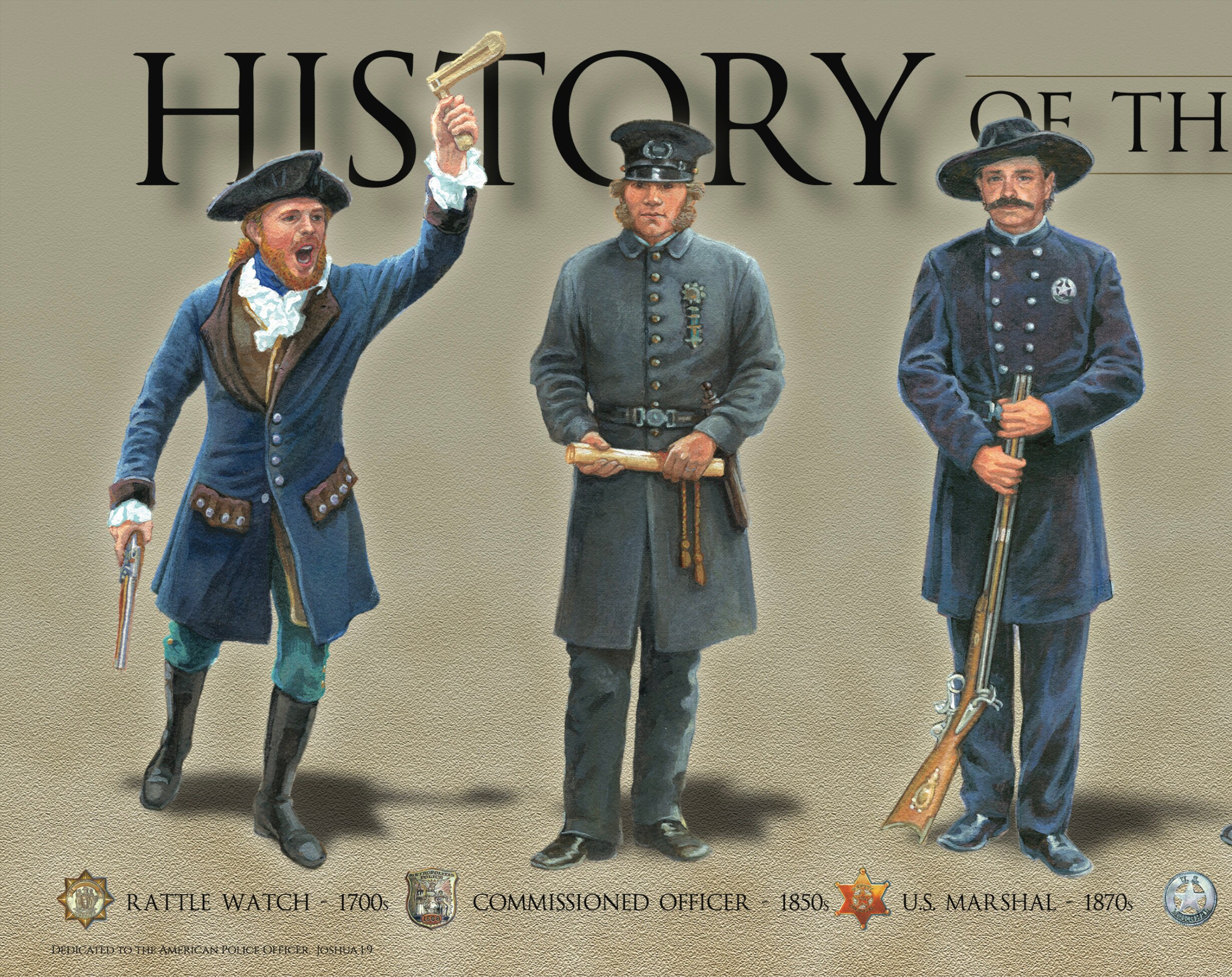 Vintsgr Rattle Police History of the American Police Officer Print, Law Enforcement Poster ...