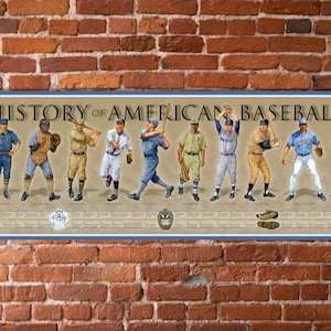 History of American Baseball Poster Framed Print, Golden Era, Babe Ruth, World Series, Boston Red Sox, NY Yankees, Vintage baseball, Batter