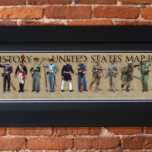 History of the United States Marine framed poster, Simper Fi, Jarhead, Devil Dog, Leatherneck, Semper Fidelis, The Few the Proud the Marines